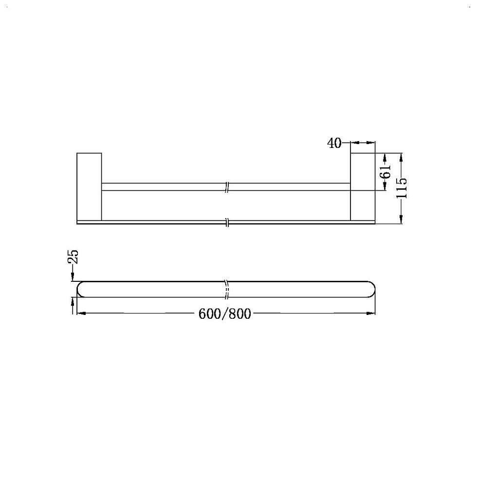 Thumbnail: BIANCA DOUBLE TOWEL RAIL 800MM  #34