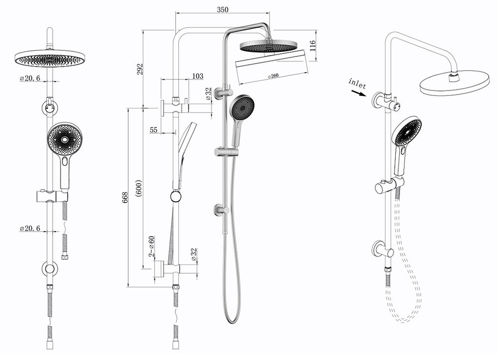 Thumbnail: Linkware  The Gabe Twin Shower With Rail T7808   #6
