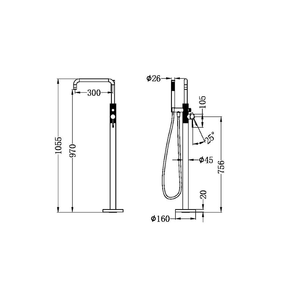 Thumbnail: Nero - Opal - NR251903A - Freestanding Bath Filler With Hand Held #56