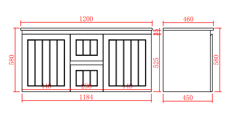 Thumbnail: KDK-AC124W-MB - 1200mm Cabinet Only - Suites Single Or Double Basin Option #