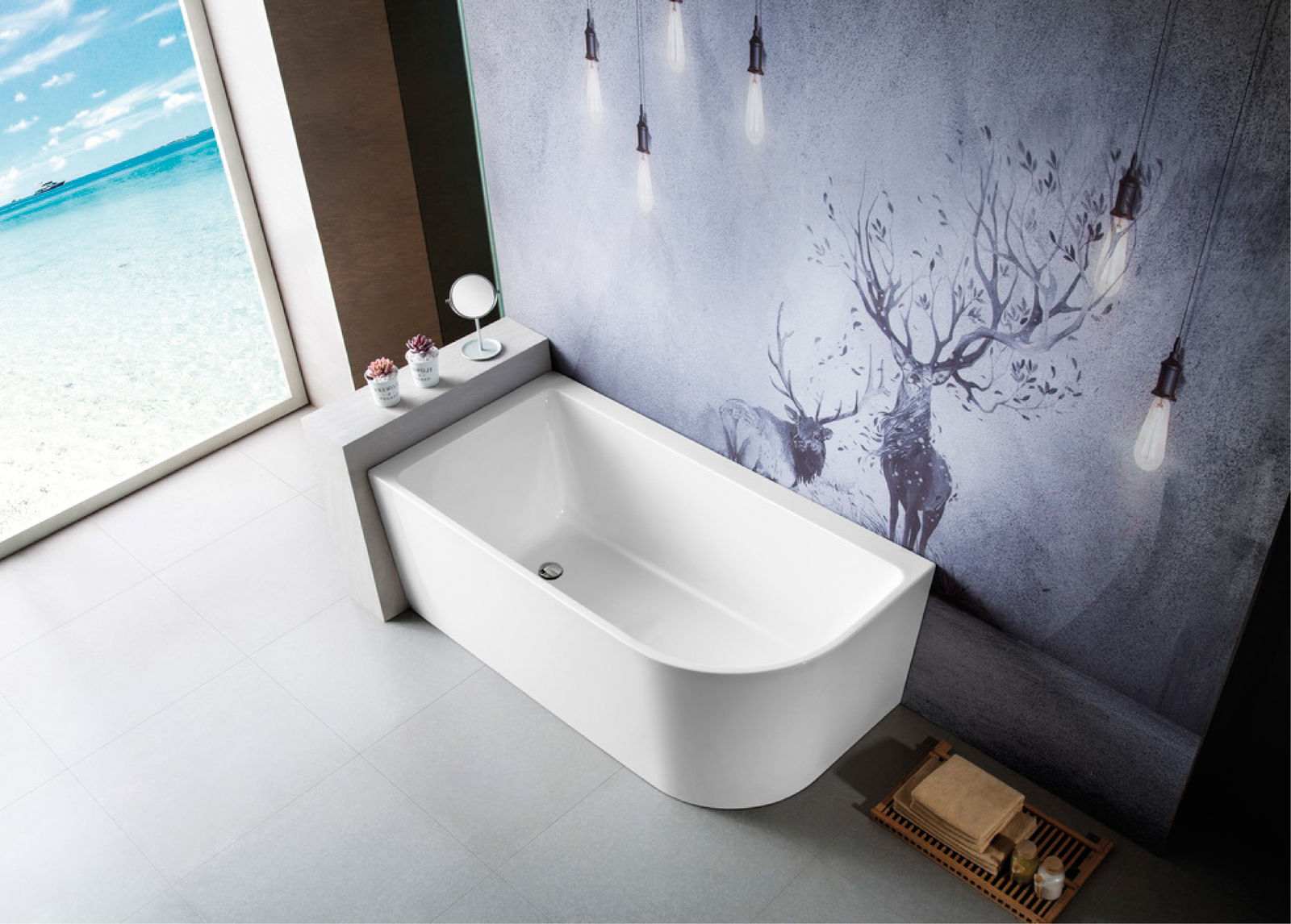 BNK - BTI-1500L - Gloss White Lefthand Corner Bath 1500mm  #5