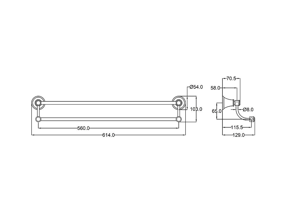 Thumbnail: ACL - Clasico Towel Rail Double 600mm - 66502-600 - #25