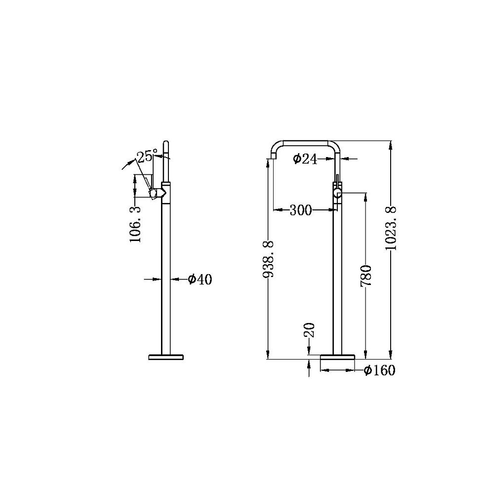 Thumbnail: Nero - Mecca - NR221903B - Freestanding Bath Filler #54
