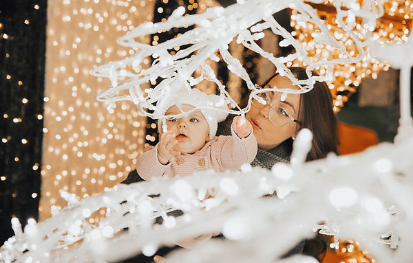 A family enjoys the Christmas lights display at Glow Langley.