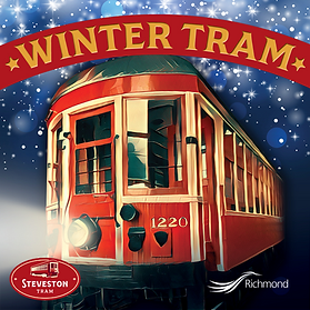 Adveet for Winter Tram at the Steveston Tram pavilion in Richmond, BC.