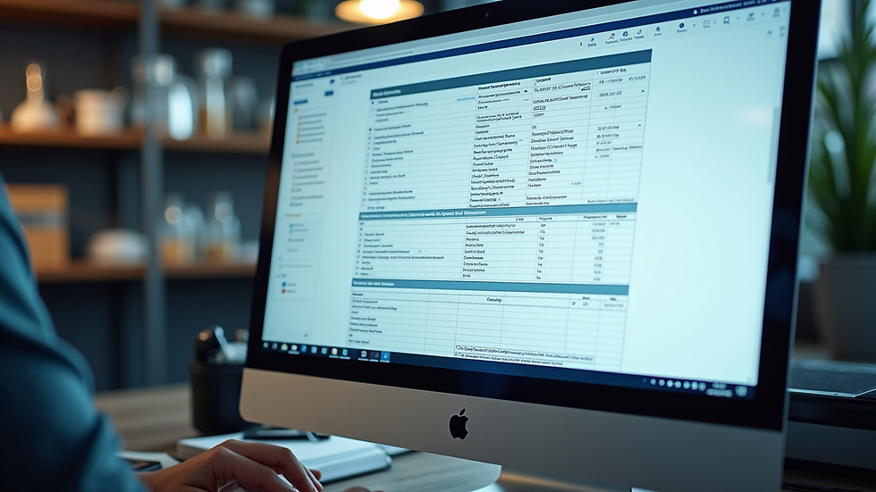 Eye-level view of a computer screen displaying a chemical safety data sheet template