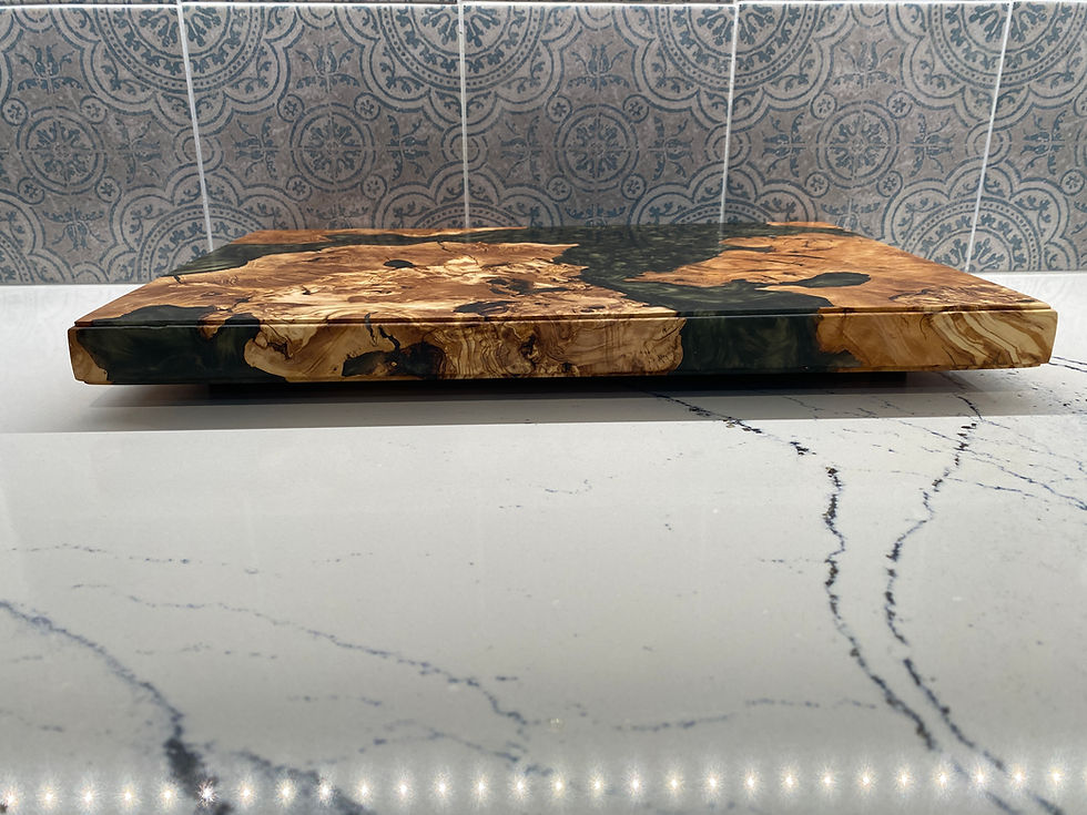 Thumbnail: Charcuterie Board- Green Onion Turkish Olive burl wood with feet