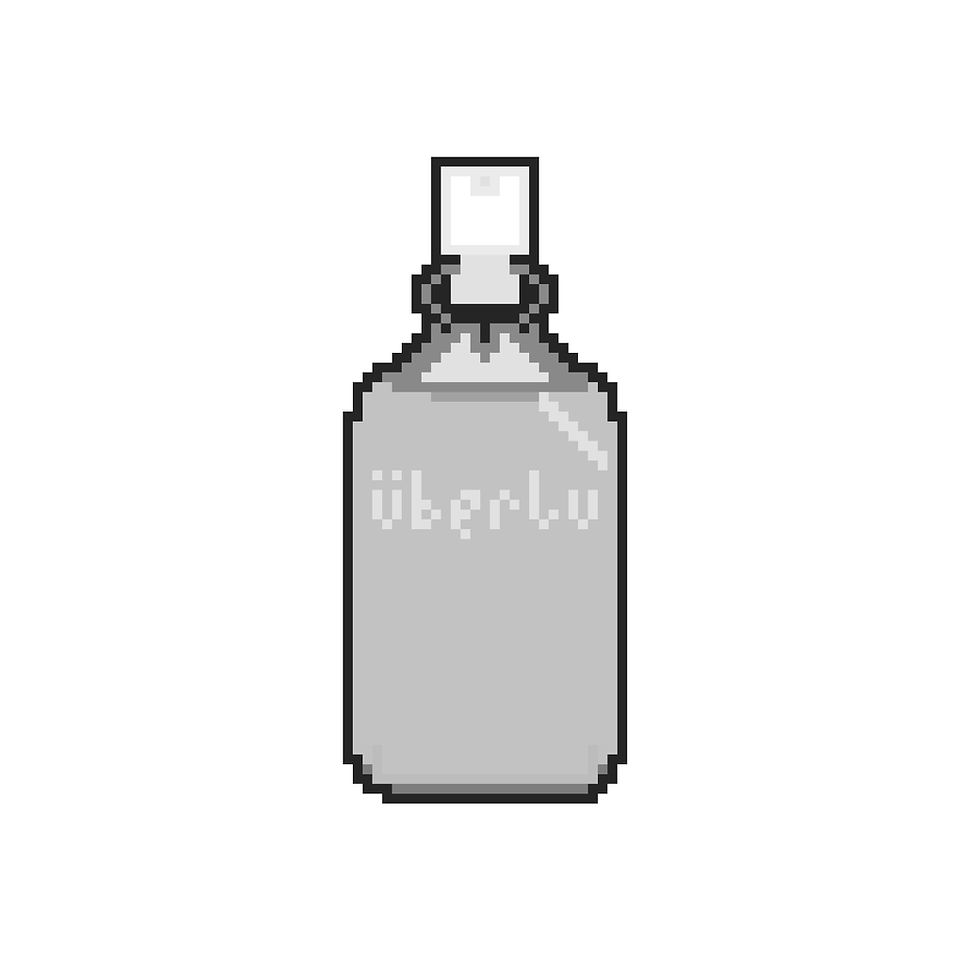 An 8-bit illustration of a bottle of uberlube