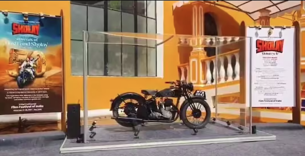Iconic Bike of "Sholay" at IFFI 2025 premises is actually a War Bike!!!
