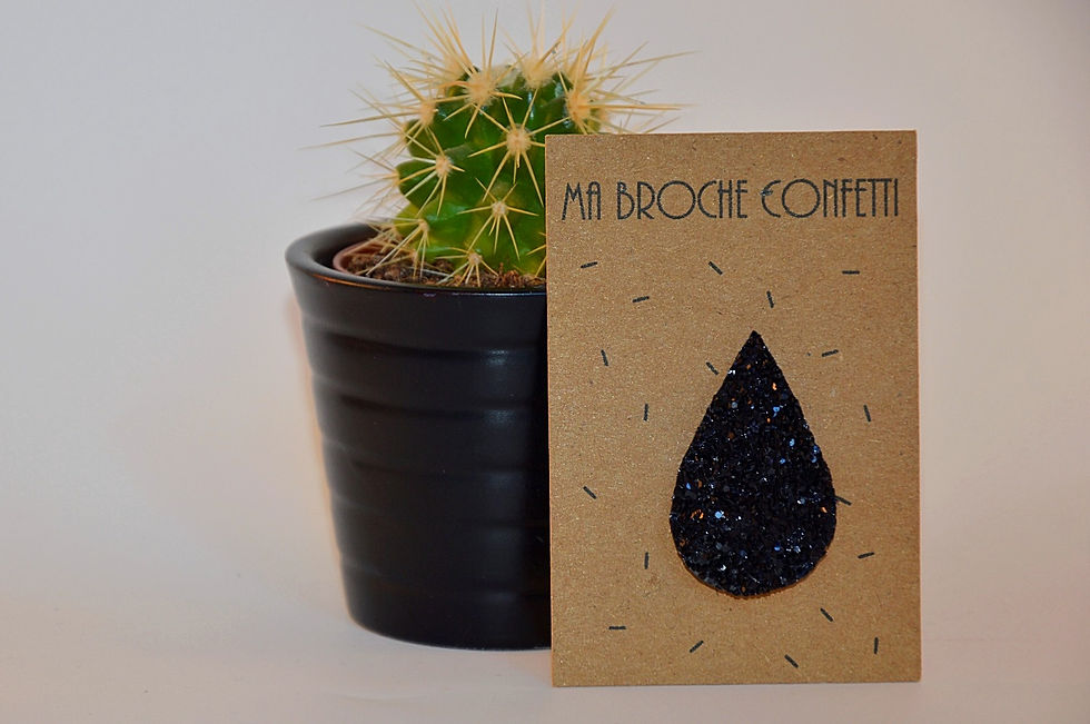 broche goutte confetti noir