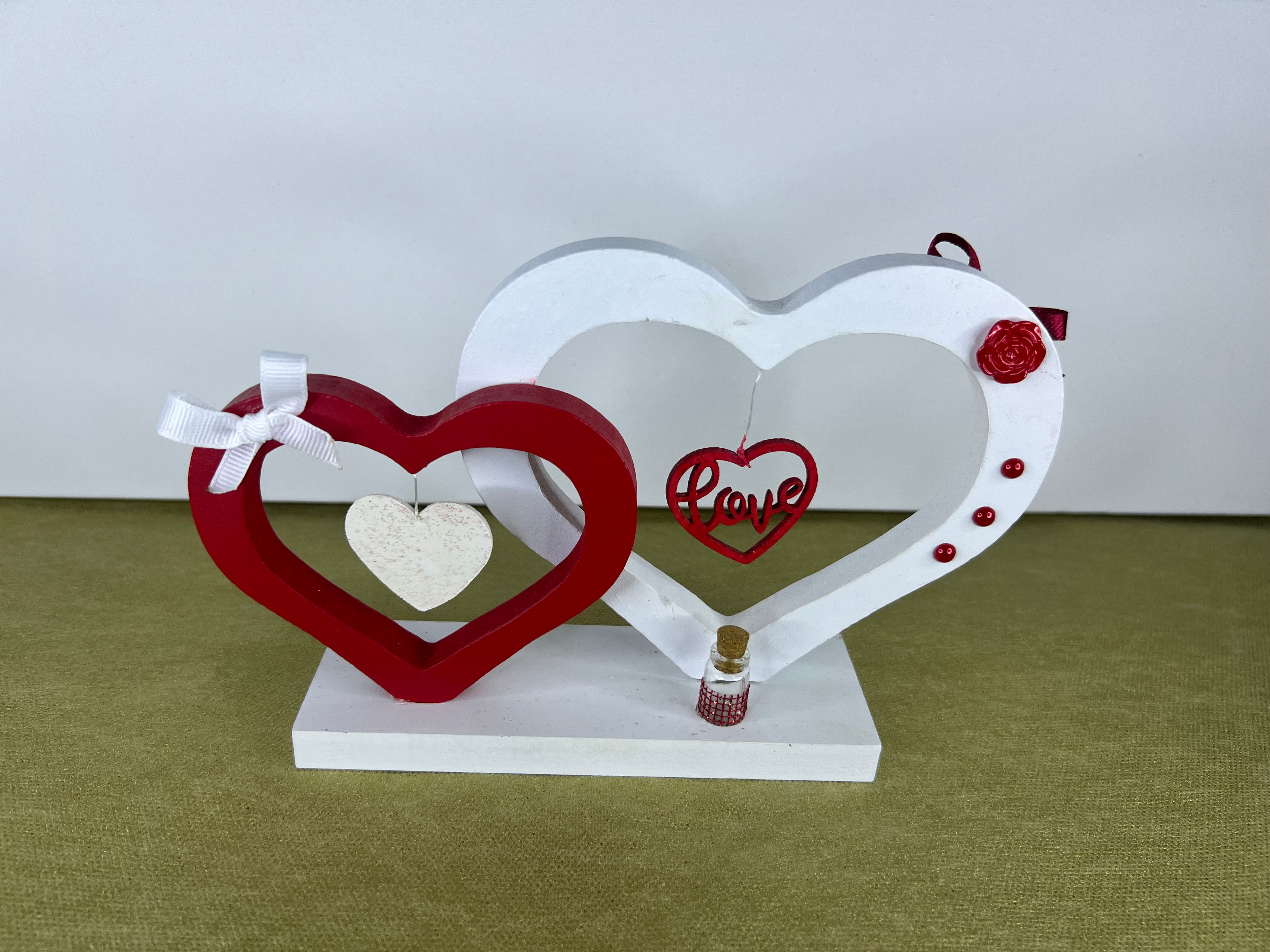 Article : Double coeur rouge / blanc, Love