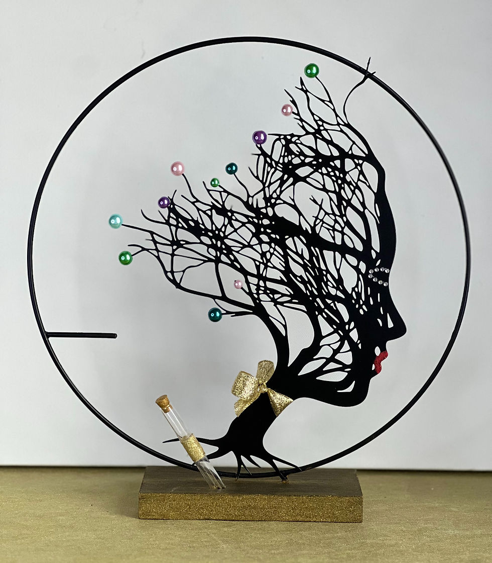 Article : Déco Visage femme arbre Doré multicolore