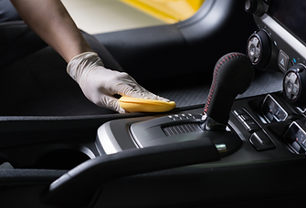 interior console detailing with microfiber sponge