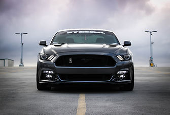 Front view of mustang