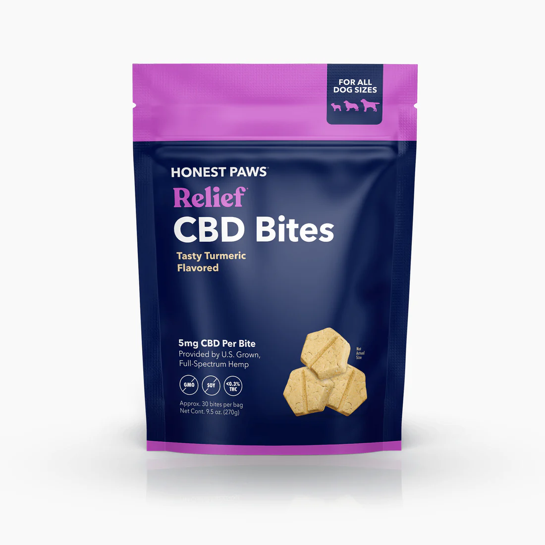 Honest Paws CBD Bites - Relief - Tasty Tumeric