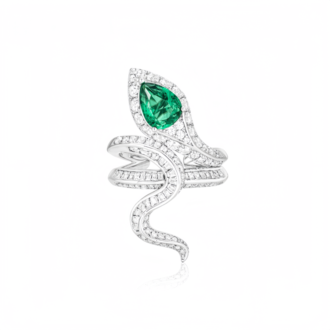 Orbit Serpent Emerald Ring