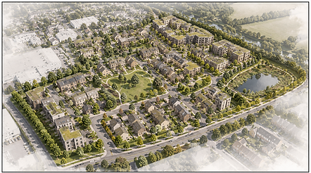 Aerial view of housing for planning application process uk