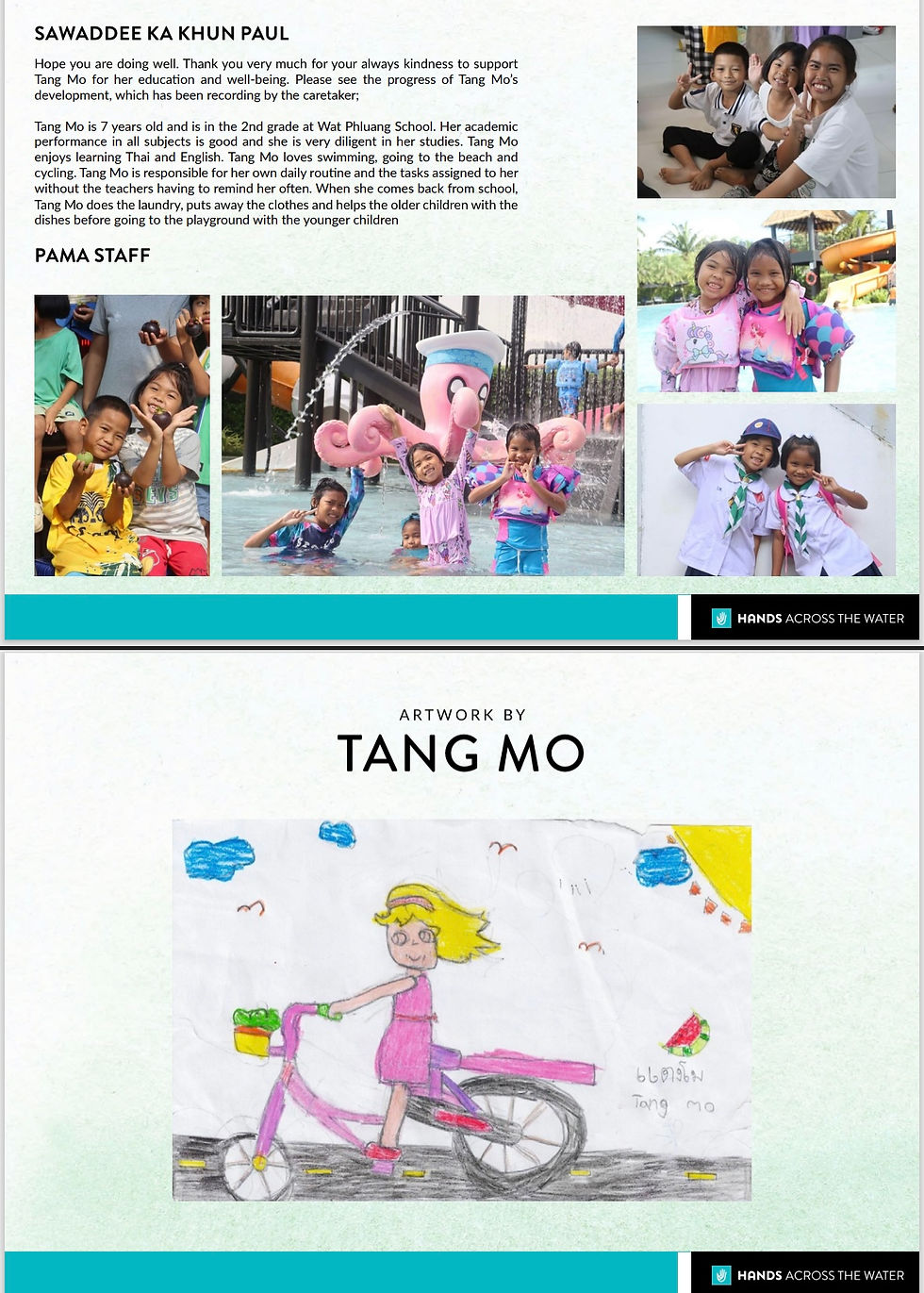 Your progress report of your sponsored child