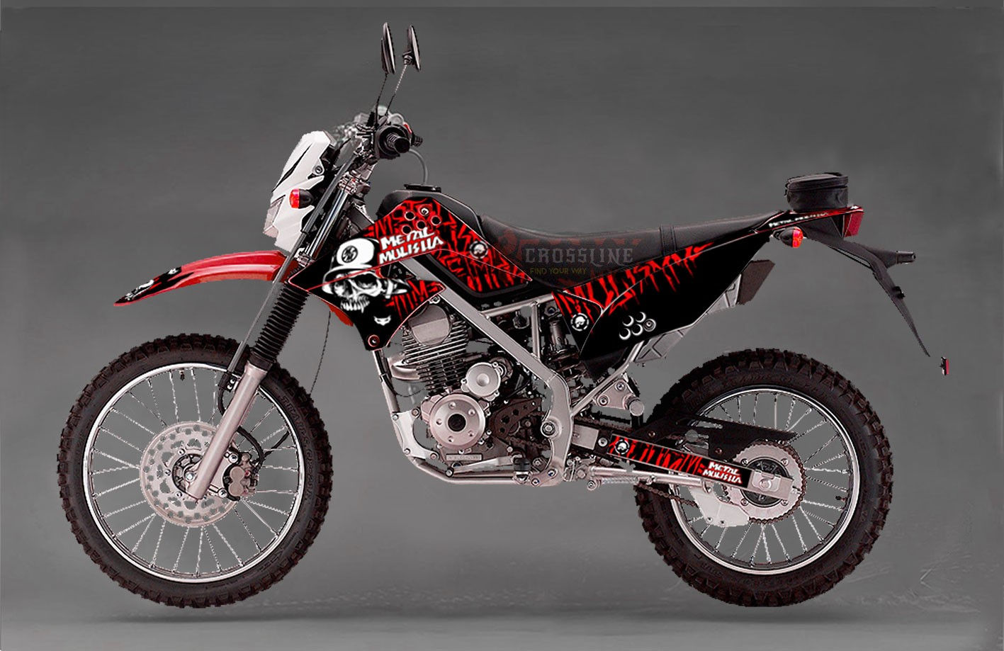 DECAL KLX150- New Metal Mulisha Red