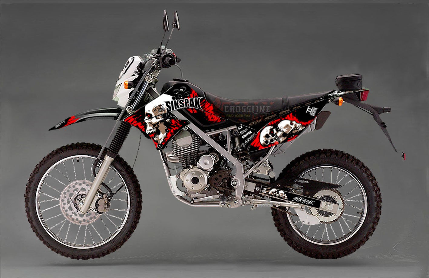 DECAL KLX150- Sikspak Skull Crusher Red
