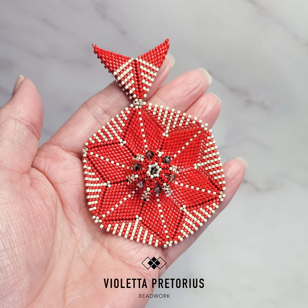 Thumbnail: Medallion Pendant in Red and Semi Matte Silver