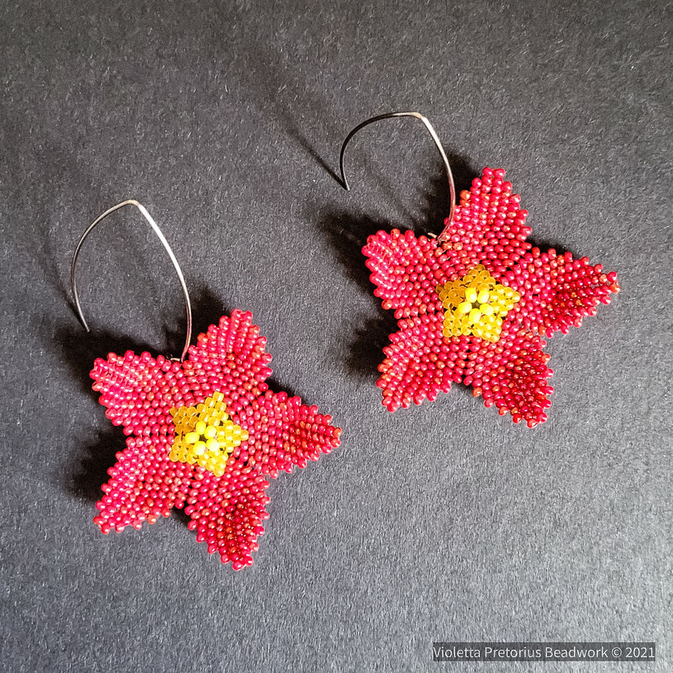 Thumbnail: Flower Earrings in Raspberry Red