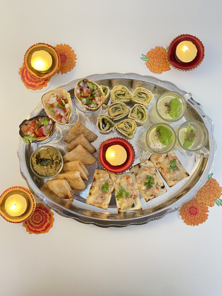 mini dosa and peanut chutney for a Diwali snack