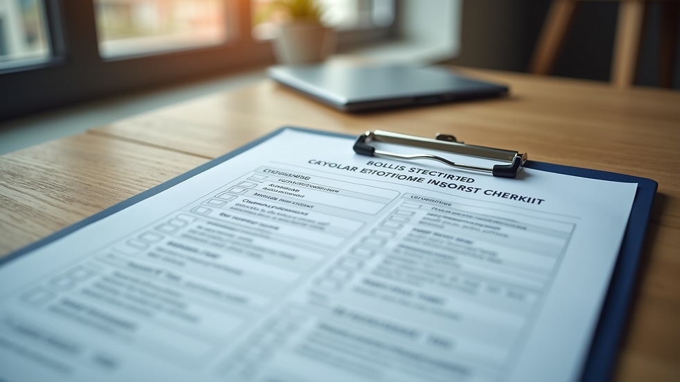 High angle view of a commercial property inspection checklist and clipboard