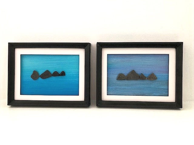Thumbnail: X Sm. MountAin Beach Rock Painted Art