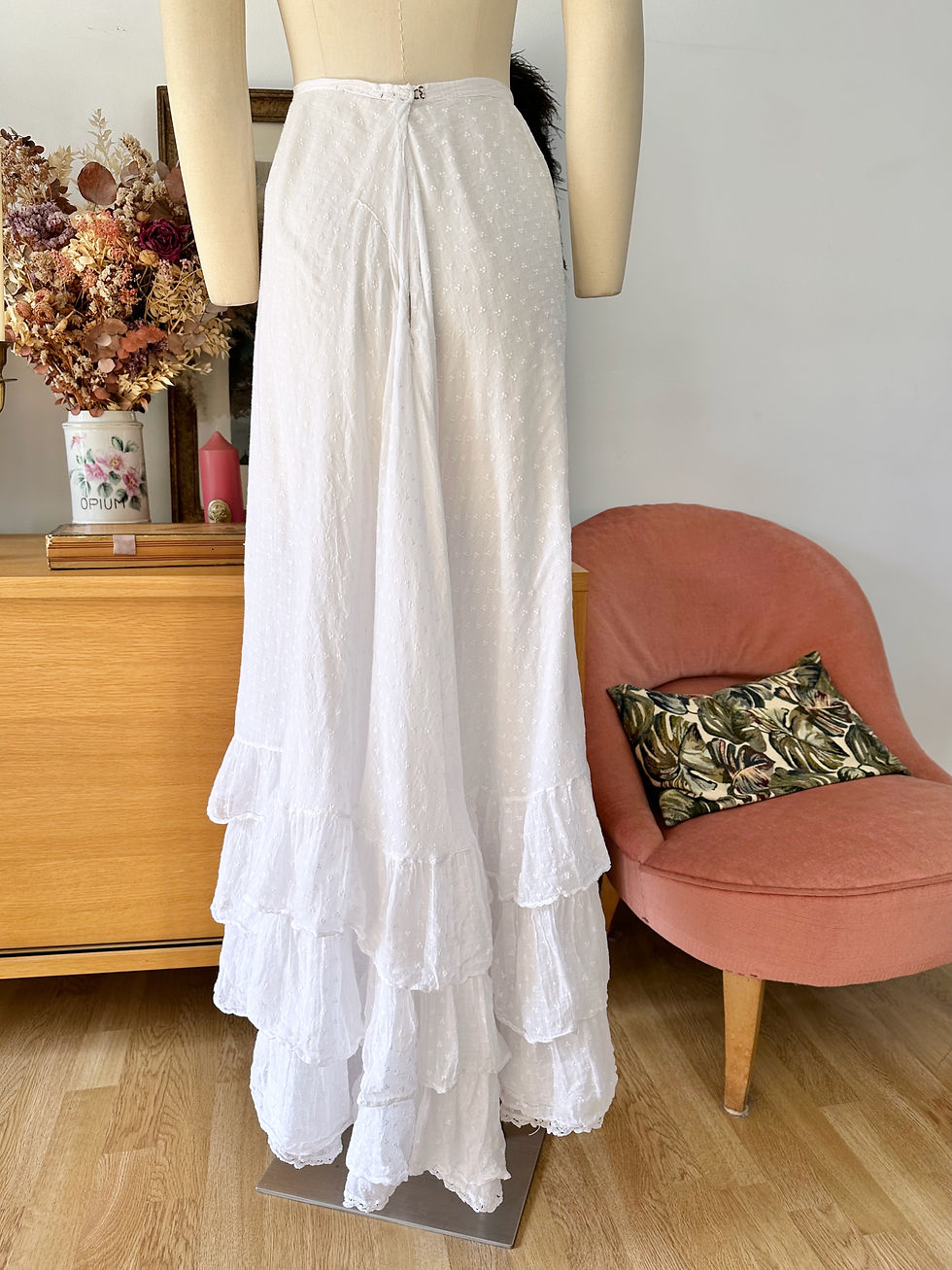 Miniature : Jupe antique c.1900 coton & froufrou - T.XS/S