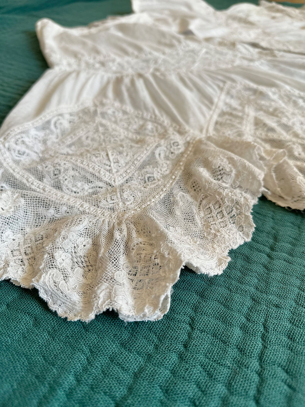 Miniature : Culotte fendue antique coton & dentelle c.1900 - XS/L