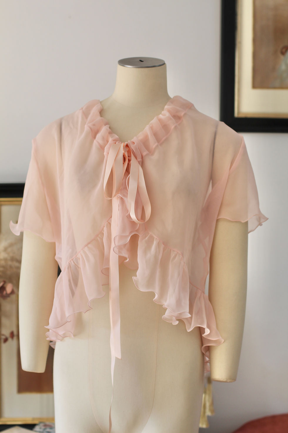 Miniature : Liseuse courte avec ruban c.1960 - T.XS/L