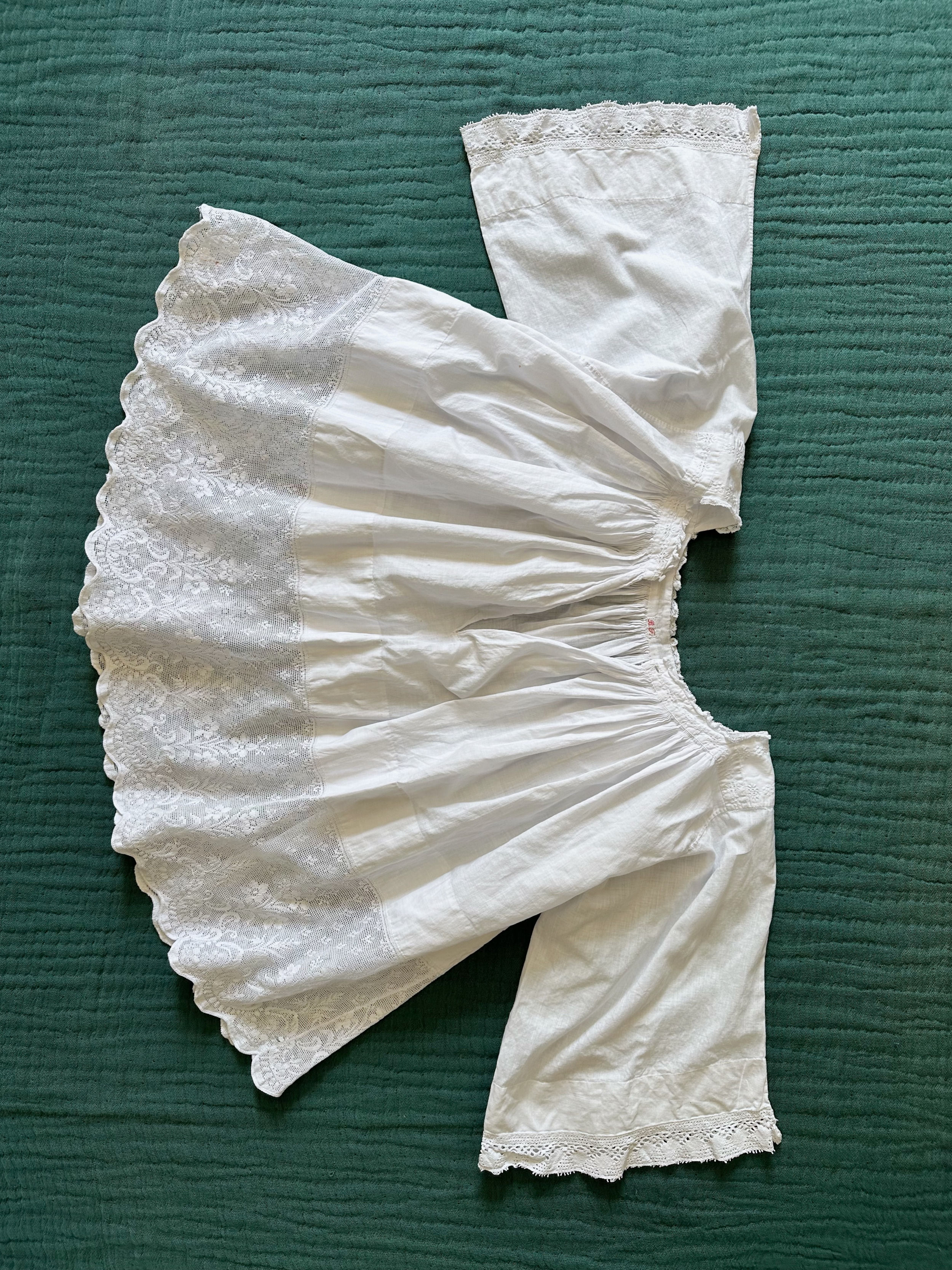 Blouse antique coton & dentelle - T.XS/M