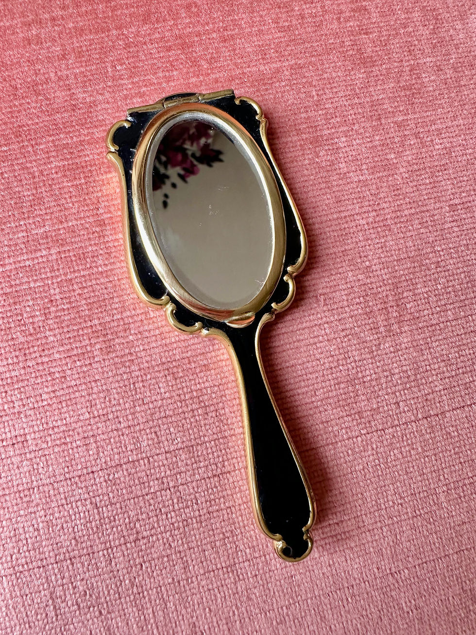 Thumbnail: Miroir à main émaillé Poudrier c.1940