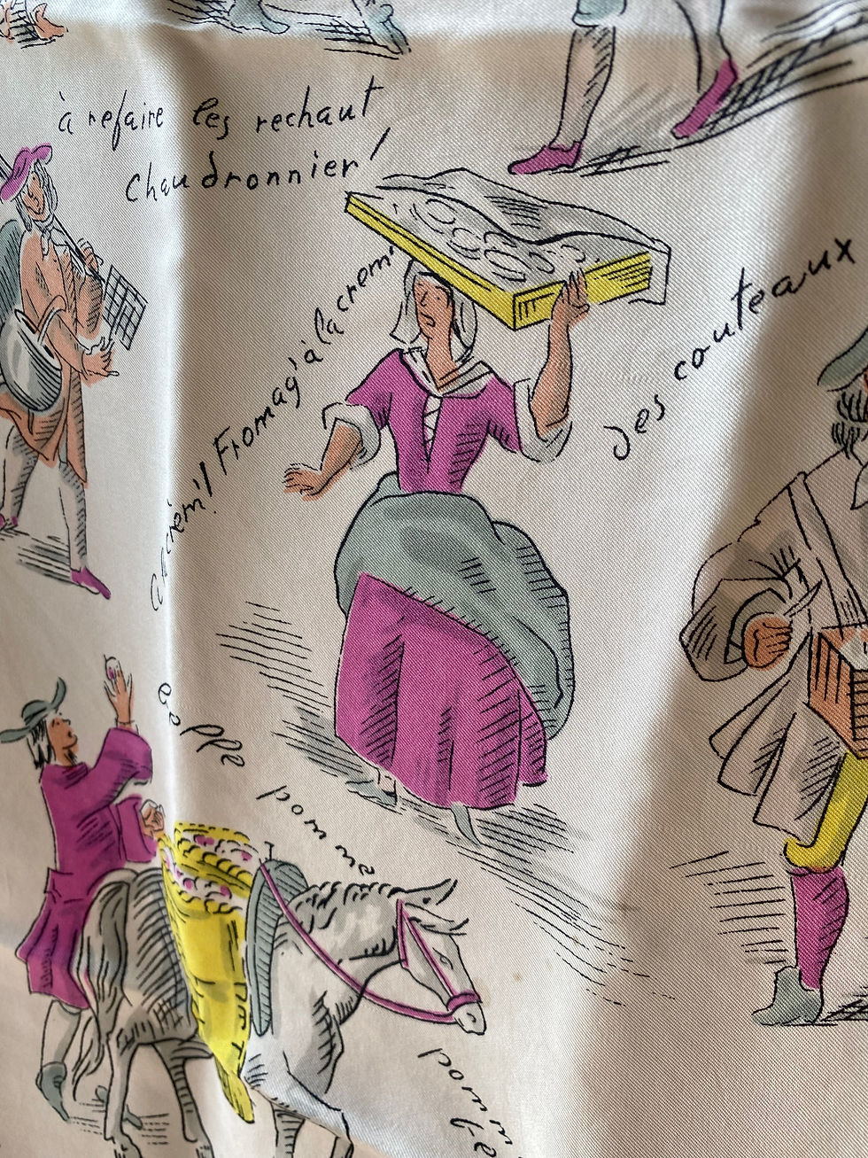 Miniature : Foulard en soie des années 50 - Les cris de Paris