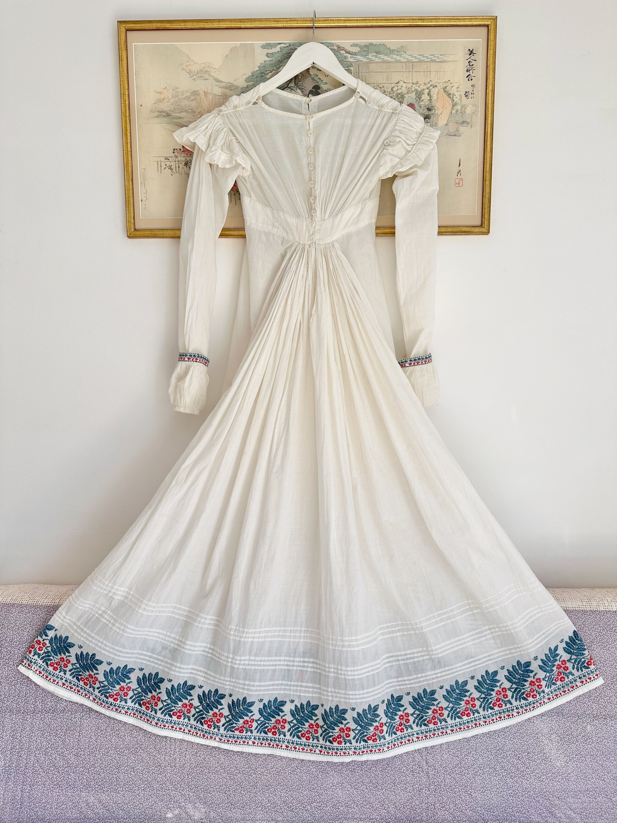 RARE ! Robe antique début 1800 en coton et broderie - French antique dress