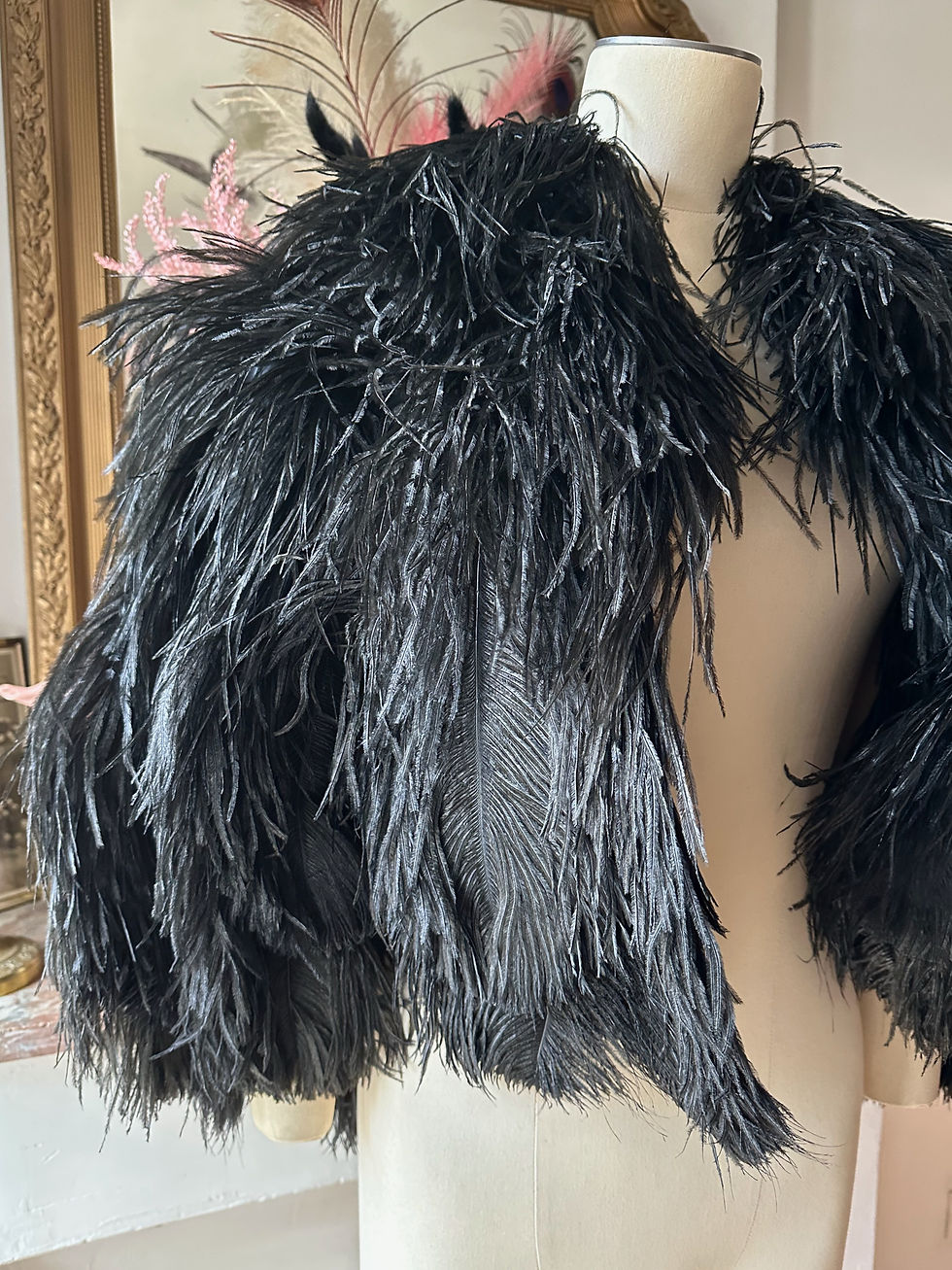 Miniature : RARE ! Cape en plumes d'autruche