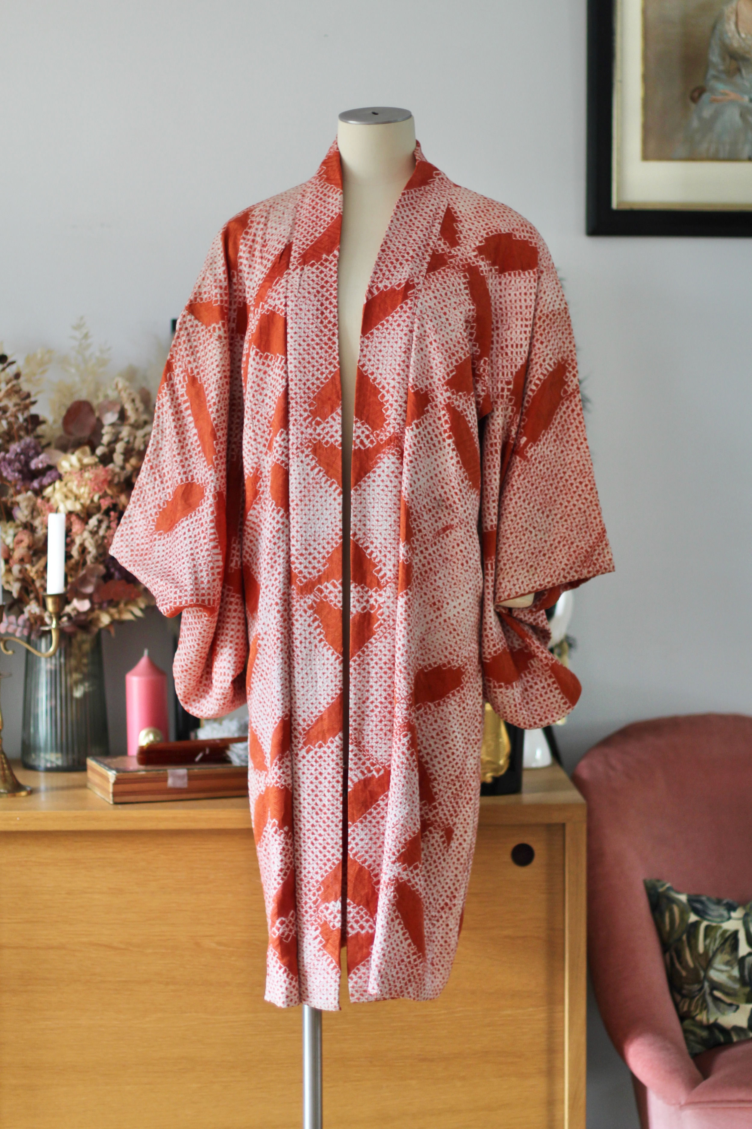 Haori long en soie shibori c.1960 - T.U