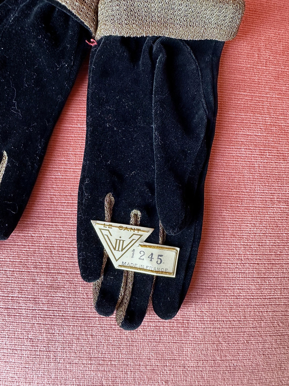Thumbnail: Gants velours noir art déco c.1920/30