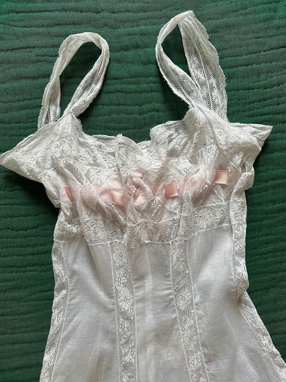 Thumbnail: RARE !! Combinaison en coton & dentelle de Valenciennes c.1910 - French antique