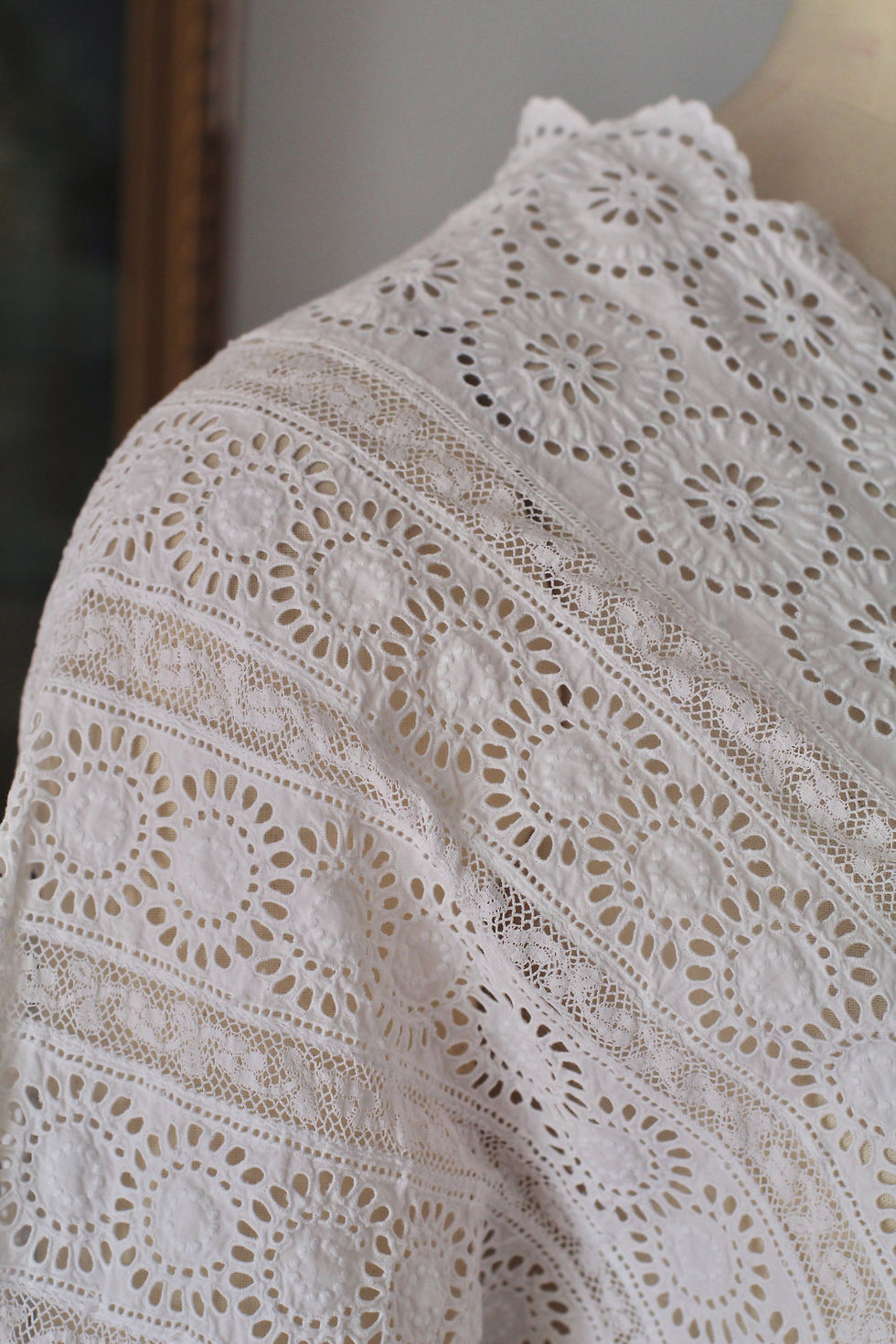 Miniature : Robe longue antique c.1900/1920 - Combinaison en coton
