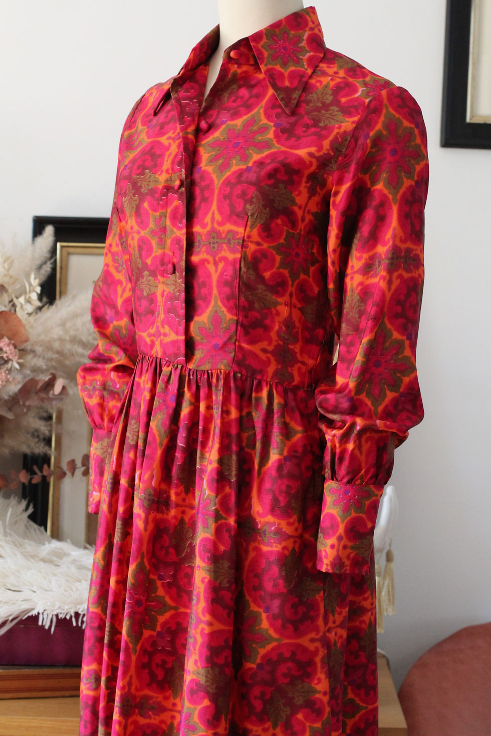 Miniature : Robe en soie c.1970 - T.XS