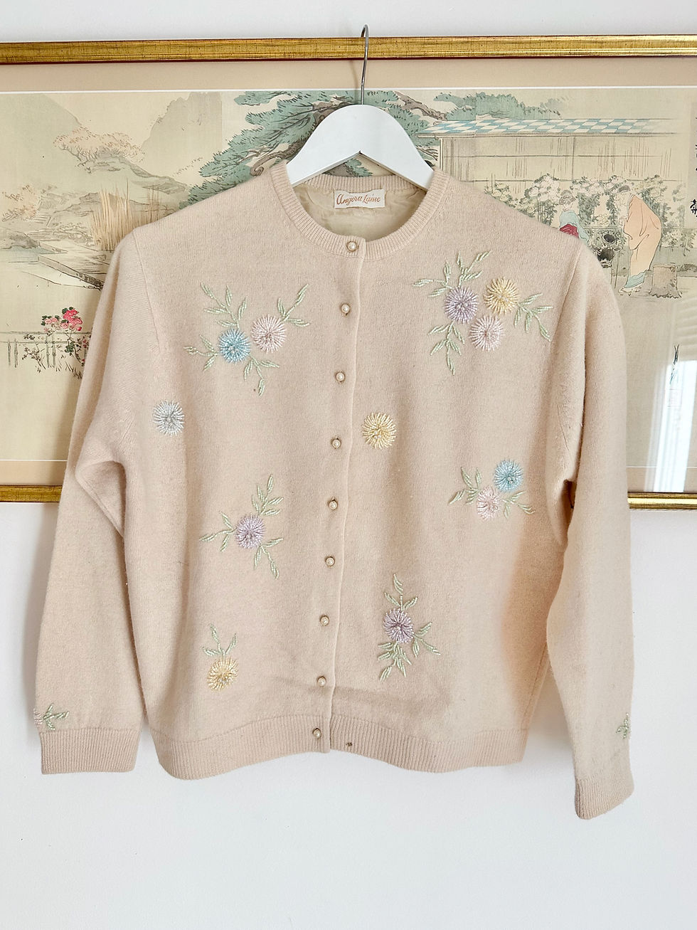 Thumbnail: Gilet perlé laine/angora c.1960 - S/L