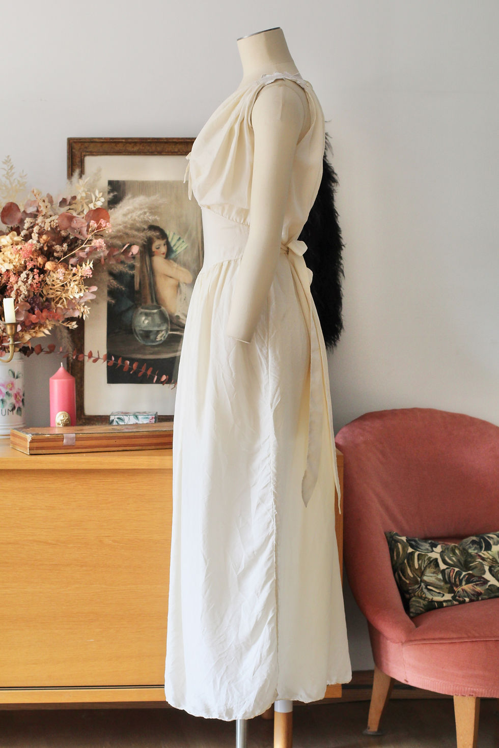 Miniature : Nuisette longue en soie ivoire c.1930 - L/XXL