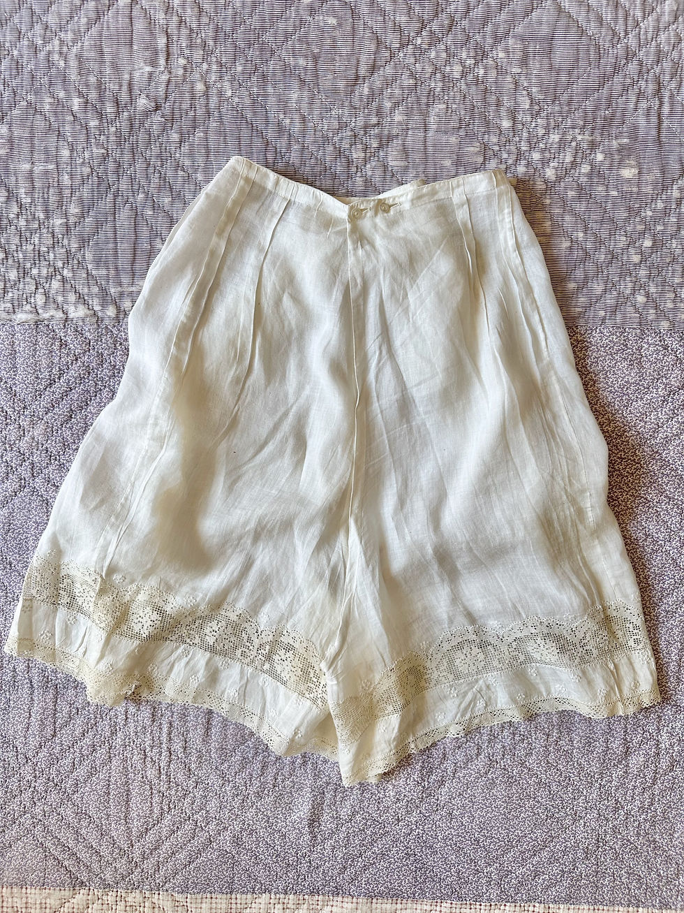 Miniature : Bloomer antique brodé avec dentelle c.1900/1910 - T.S/M/L