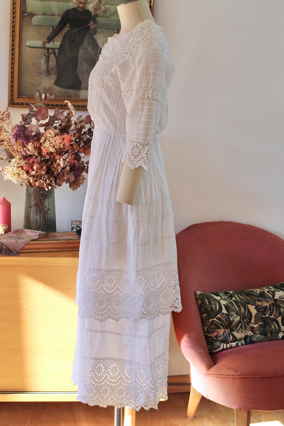 Miniature : Robe antique en coton c.1910 - T.XS/S
