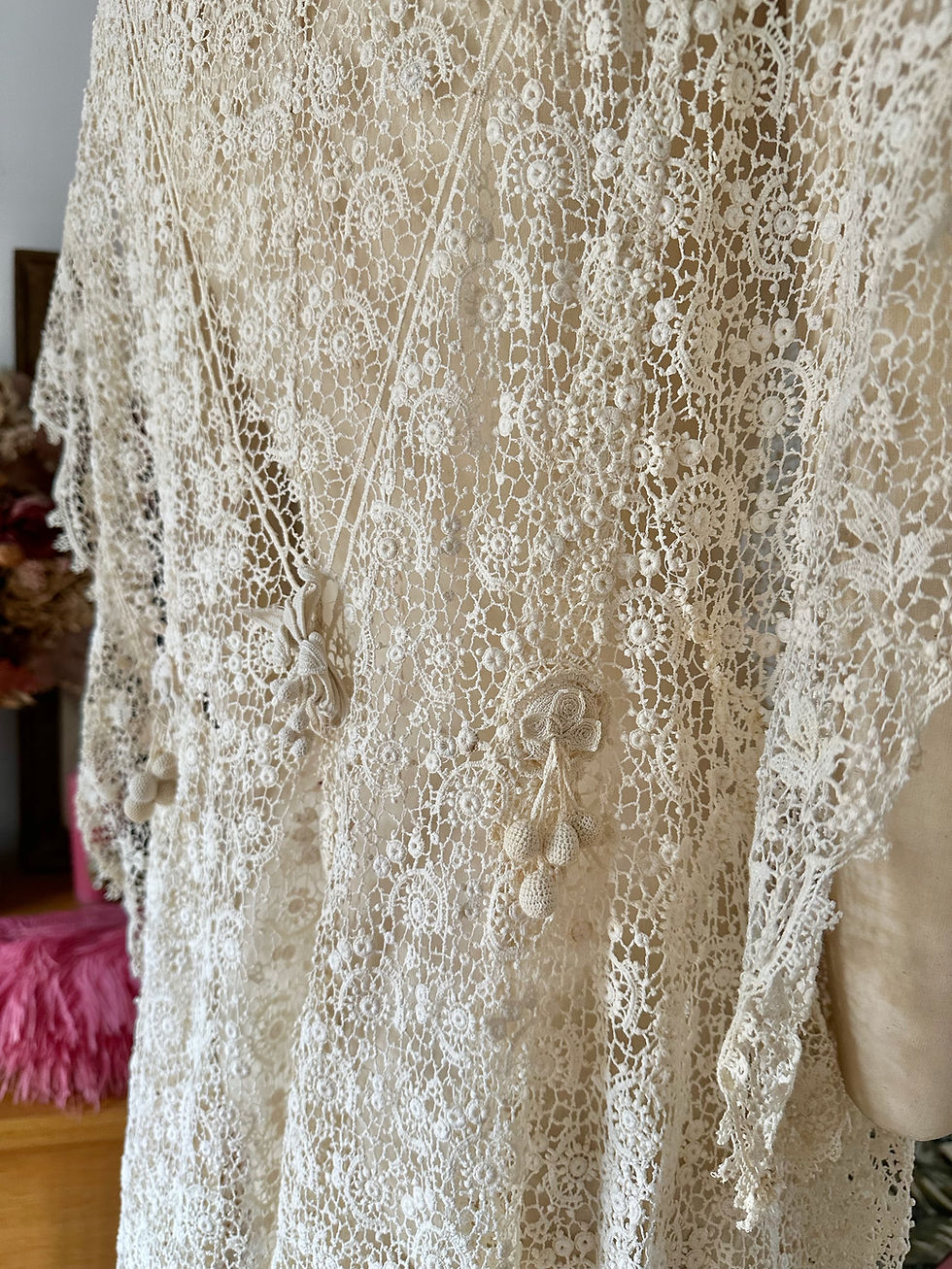 Miniature : Manteau d'été c. 1910 - Veste antique en dentelle d'Irlande