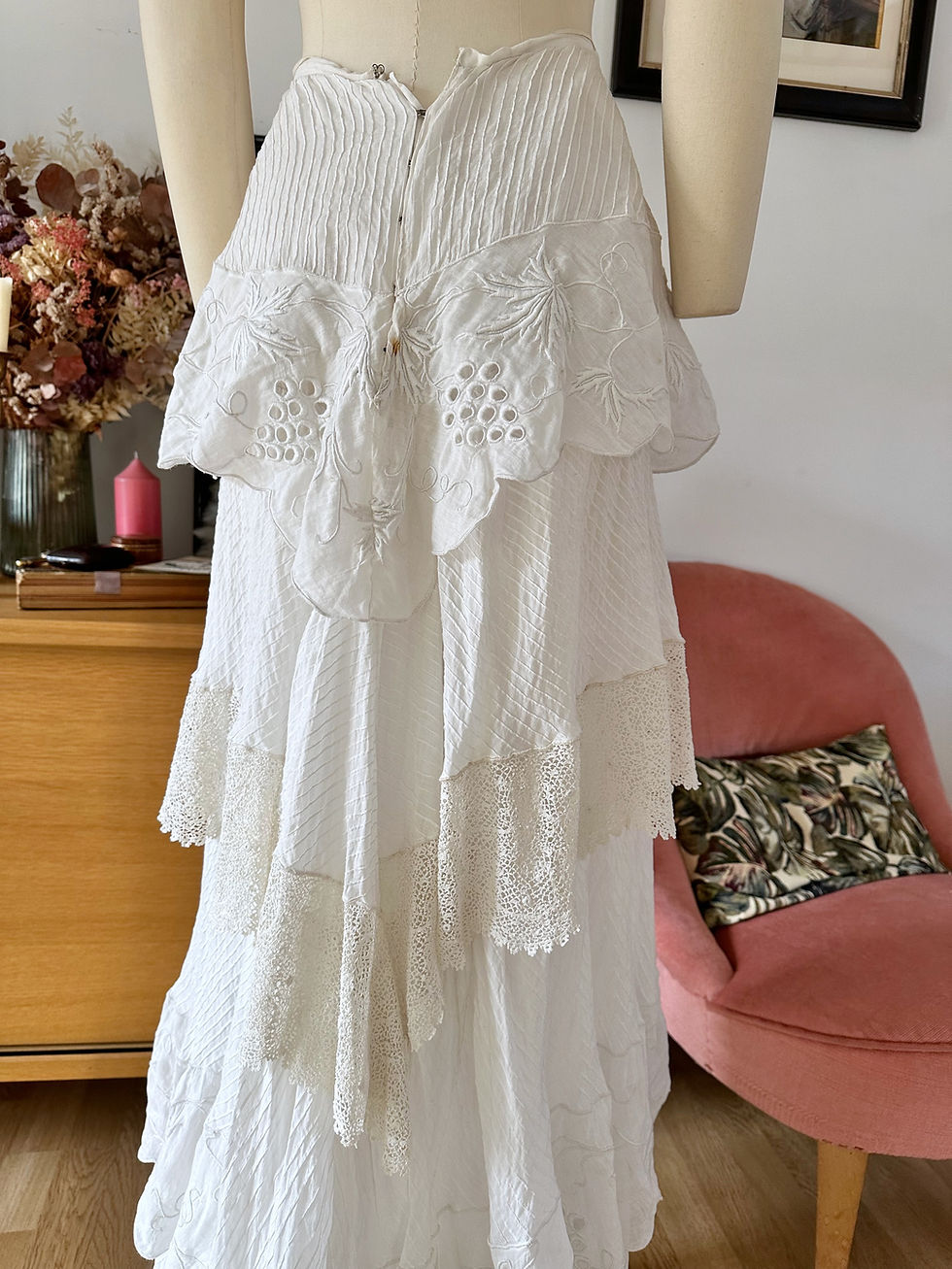 Thumbnail: RARE ! Jupe antique c.1908 - Edwardian wedding skirt
