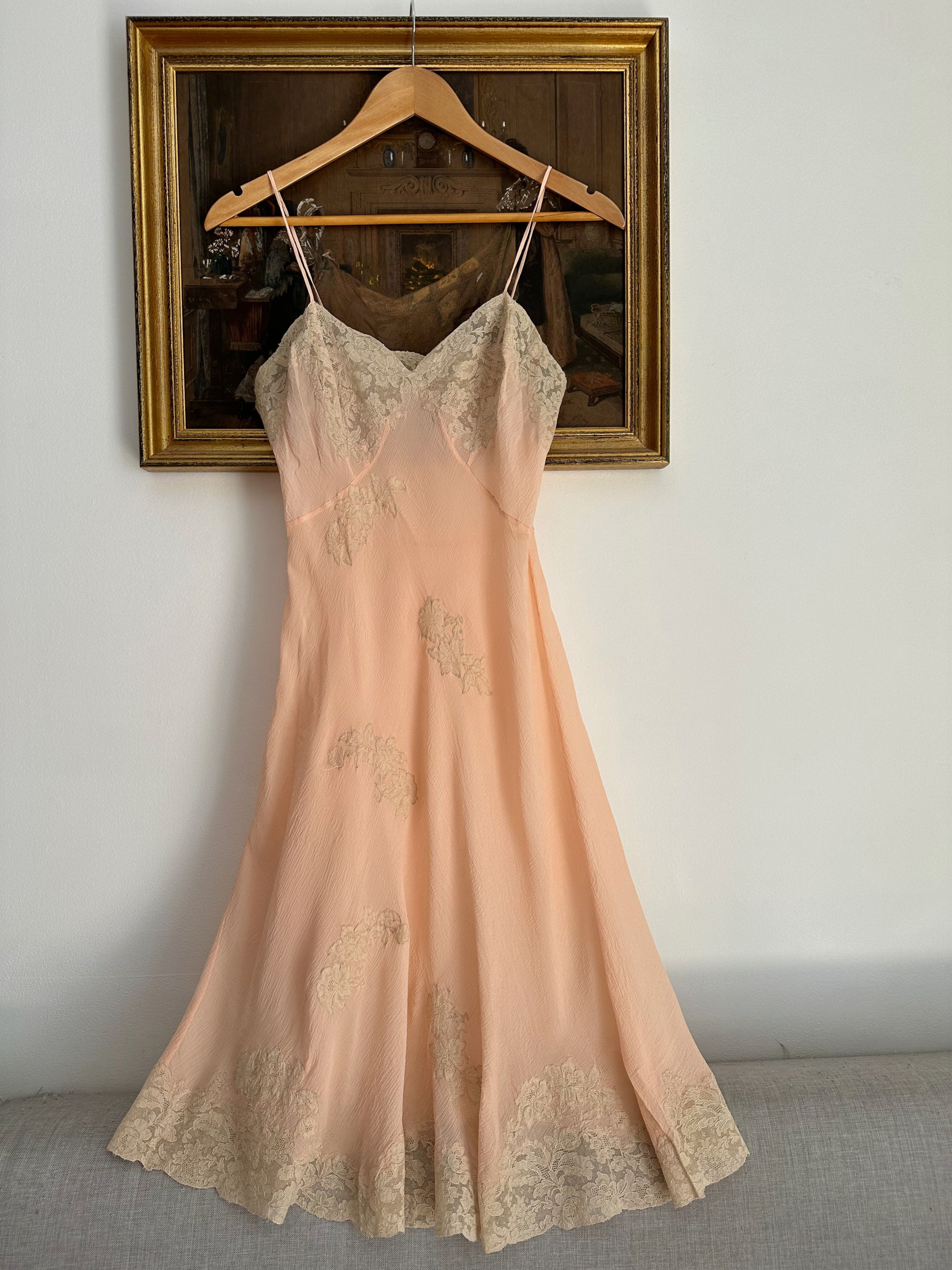 Slip dress c.1930 - Nuisette rose poudré - XS/M