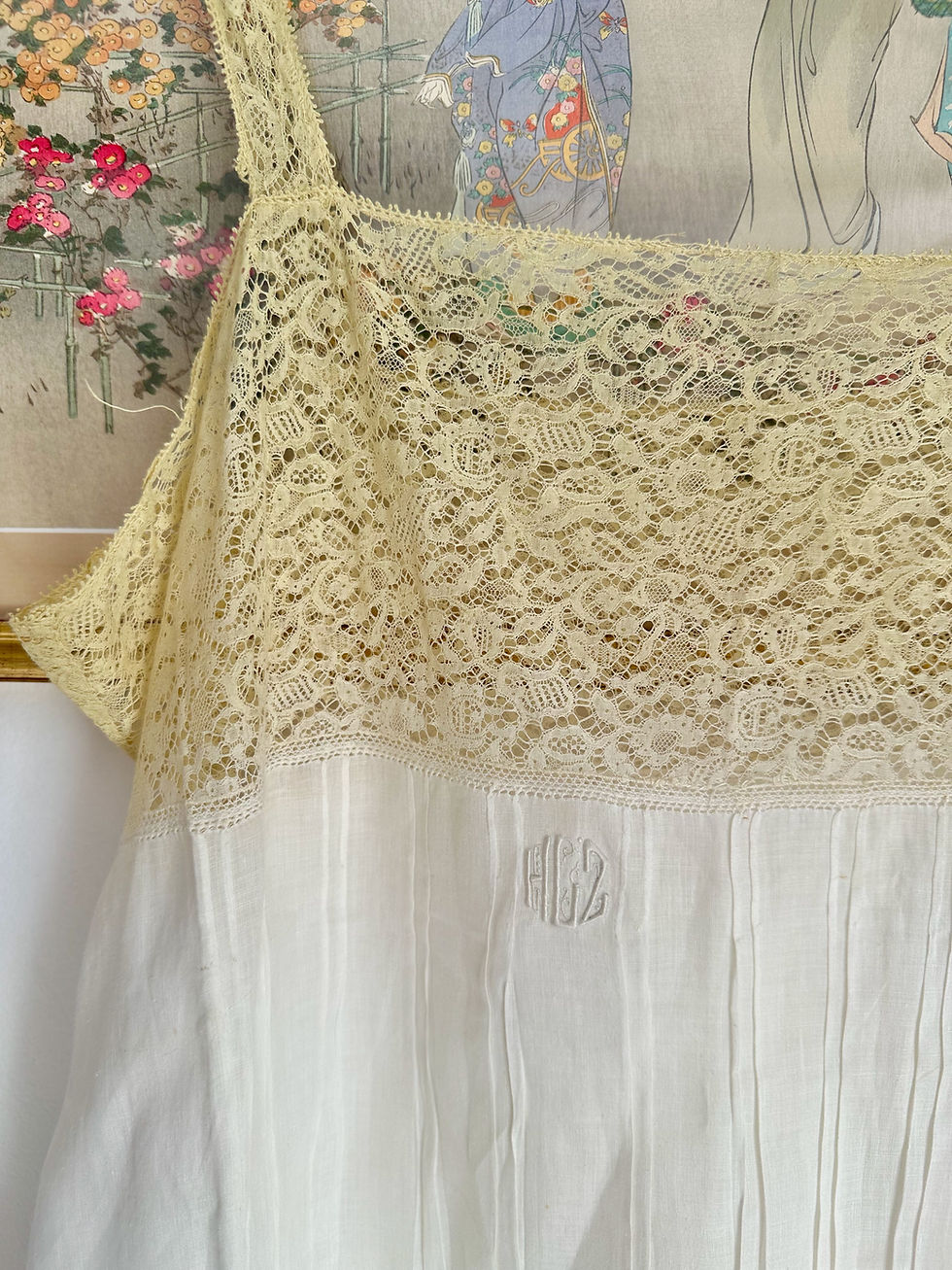 Thumbnail: Combinaison antique en coton & dentelle - XS/S